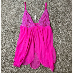 NWT Victoria's Secret Pink Lace Lingerie Slip Babydoll Large